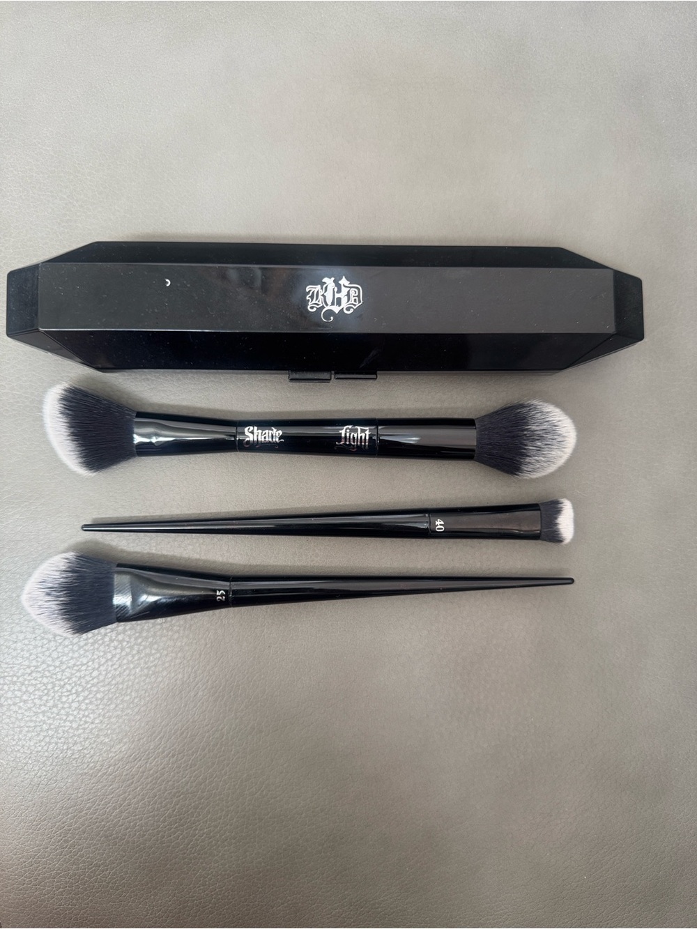 Kat Von D Black Makeup Brush Set with Black Handles and black White Bristles